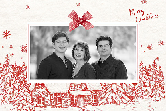 Red And Beige Vintage Christmas Card